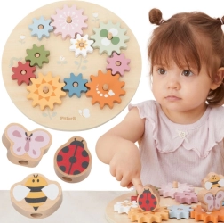Wooden Gear Puzzle PolarB Viga – pastel gear wheels Montessori