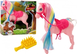 Figurine of a Horse with Colorful Mane and Pink Saddle