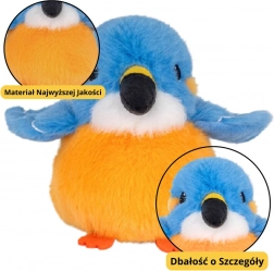 Uccellino di peluche blu-arancione con ciondolo 12 cm