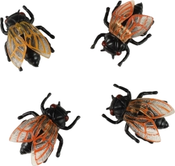 Dekoratív műanyag legyek Halloweenre, 4 db