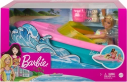 Barbie bateau à moteur avec poupée et chiot