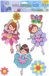 Wall Foam Decoration Fairies and Flowers – Self-Adhesive Set for Kids' Room
