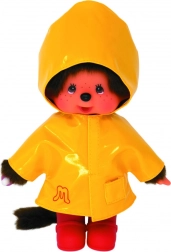 Monchhichi jongen in gele regenjas 20 cm