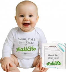 Babybody met print New Baby: Mama, papa, ik ben jullie schatje – cadeauverpakking