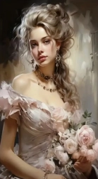 Diamantmaling pige med roser 30 × 40 cm