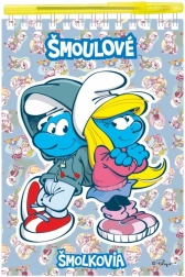 poznámkový blok šmoulové s perem, kroužkový linkovaný a prázdný, 15 × 22 cm