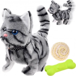 Gray interactive kitten – walks, meows, and wags its tail