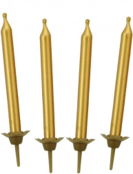 Zlate rojstnodnevne svečke 5 cm GODAN (10 kosov) s podstavki