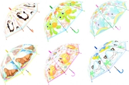 Ombrello per bambini automatico con allegri animaletti, cupola trasparente