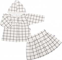 Ensemble fille 2 pièces avec capuche et jupe New Baby Cool Girls – motif à carreaux blanc
