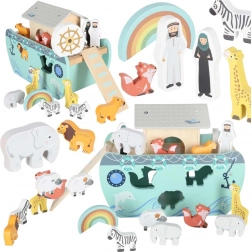 dřevěný tvarový sorter archa noemova lulilo, loď se zvířátky