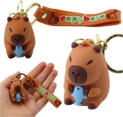 Silicone capybara keychain with dolphin