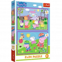 Puzzle 2x24 Pepa na igralištu - Peppa Pig