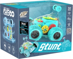 Auto RC acrobatico verde trasparente con LED e suoni