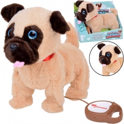 Interactive plush dog Benio on a leash with walking and barking functions