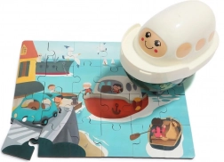 Top Bright wooden puzzle with toy boat, 24 pieces