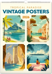 Calendario murale Vintage poster Paradisi tropicali 2026