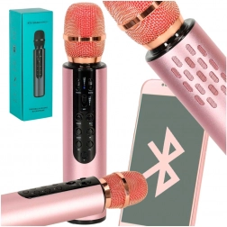 Bezdrátový karaoke mikrofon s Bluetooth, růžový