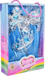 set principessa per bambine con gonna blu e accessori