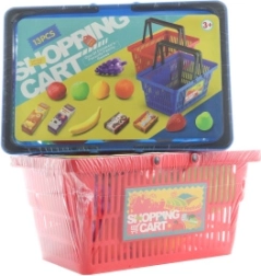 Shopping basket with fruit and groceries