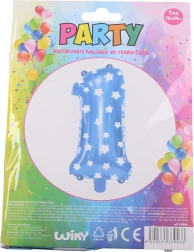 Kék, csillagmintás 1-es számú lufi