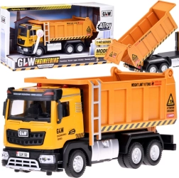 Dětská sklápěčka se světlem a zvukem, kovová karoserie, pull-back