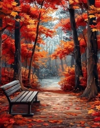 Norimpex diamantmaling – bænk i parken 30 × 40 cm