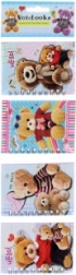 Spiral notebooks with bear motif, set of 4