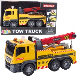 Construction dump truck with adjustable crane, lights and sounds – yellow