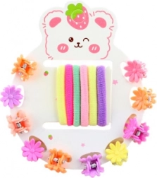 Set per capelli per piccole fashioniste – elastici e mollettine a forma di fiorellini