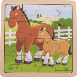 Houten framepuzzel Paard met veulen – BIGJIGS TOYS