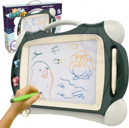 Colorful Magnetic Drawing Board with 2 Stamps in Green