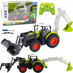 RC traktor 2v1 z vrtljivo žlico in bagrom, 2,4 GHz, merilo 1:24