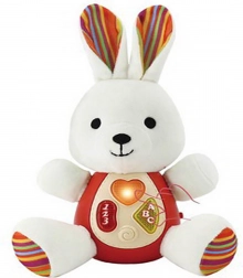 Interaktív plüss nyuszi a legkisebbeknek, fény- és hangeffektekkel, 22 cm