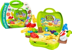 modellervoks dinosaurverden i kuffert – forme og værktøj, grøn