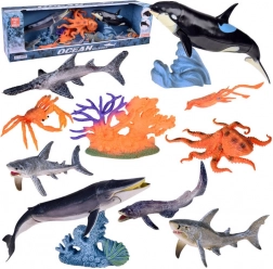 Realistic Set of Sea Animals - Ray, Crab, Orca, Octopus