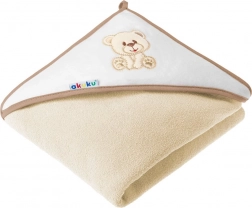 Accappatoio/asciugamano con cappuccio per bambini AKUKU beige con orsetto 100 × 100 cm
