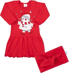 Robe en coton pour allaitement avec bandeau NEW BABY Winter Penguin, taille 74 (6–9 mois)