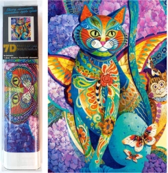 Diamond Painting Cat in Flowers 30 × 40 cm