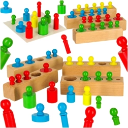 Wooden Montessori Stacker – Colorful Cylinders and Weights