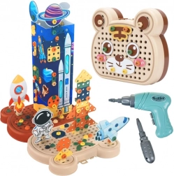 3D Construction Set – Space Set with Electric Screwdriver, 161 Pieces