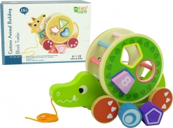 Giocattolo trainabile in legno a forma di coccodrillo con sorter