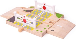 Wooden Railway Crossing with Gates for Wooden Racetracks