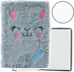 Plush Lined Notebook with Gray Bunny A5