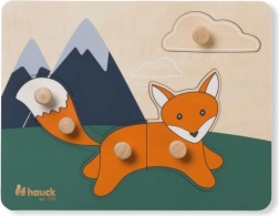 Hauck drvene puzzle s gumbićima Fox – edukativne puzzle s čepićima