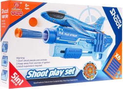 Shooting Set 5-in-1 with Launchable Airplane – Blue