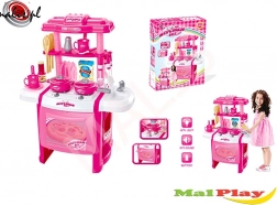 Pink battery-powered kids’ kitchen with light and sound