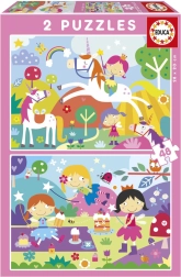 Puzzle Unicorni e Fate 2×48 pezzi