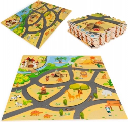 Foam floor puzzle mat Safari 9 pieces 93 × 93 cm