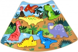 Dřevěné vkládací puzzle dinosauři – propojitelná sada